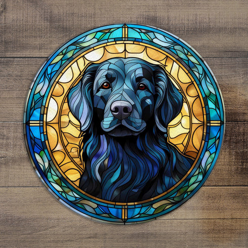 Flat Coated Retriever Glass Suncatcher Worktop Saver